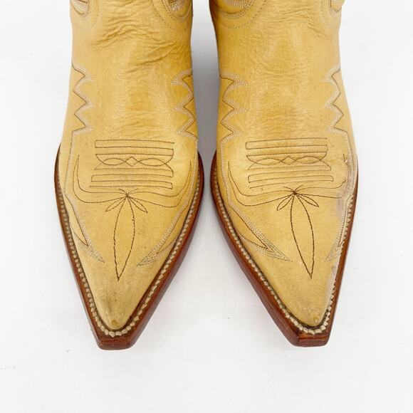 Vintage Old Gringo Yellow Tan Short Nevada Mid Calf Western Cowgirl Boot sz 6.5 - Picture 6 of 10